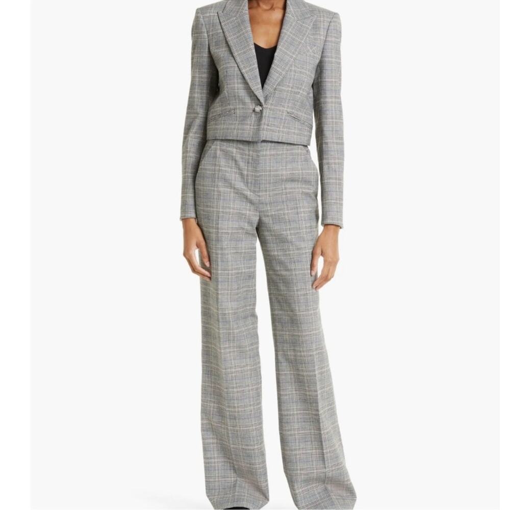 Veronica Beard Fabiola Blazer 10 Plaid Crop Grey Blue Jacket NWT